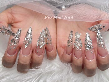 ピオミエルネイル 新宿(pio miel nail)/クリアピンク×シルバービジュー