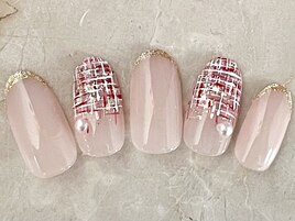 ツイード×細フレンチネイル