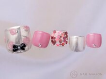 ネイルメゾン 渋谷店(NAIL MAISON)/ミラー小花柄リボンピンク￥8500