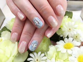 ラメグラ＋ストーンアート