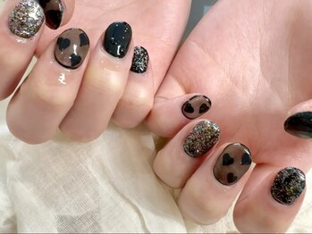 ネイルライフ(NailLife)/持ち込み画像♪シアー黒ハート