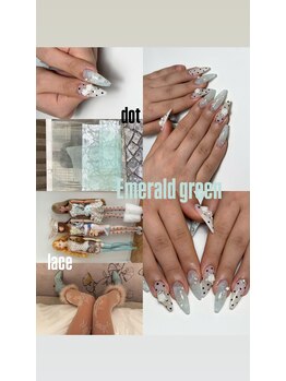 ノエムブロウ(Noeme brow)/Green jelly nails