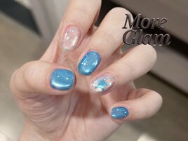 水色ブルーマグネットネイル