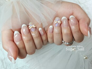 シュガーネイル(sugar nail)/フレンチ×リボン