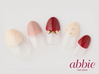 ネイルサロンアビー 北千住店(abbie)/丸フレンチリボン ¥10450