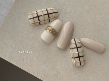 ブランロール 中目黒店(Blanl'or)/ベージュ×チェックネイル