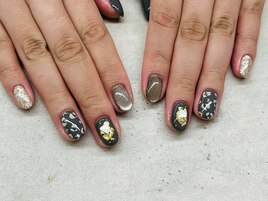 【ほり】ヒョウ柄秋ネイル