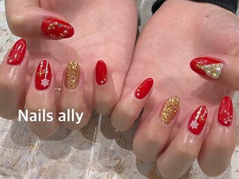 ネイルズアリー 立川店(Nails ally)/クリスマスART×レッドカラー