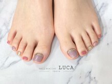 ネイルアトリエルカ(nail atelier LUCA)/W-601 フットピンクラメネイル