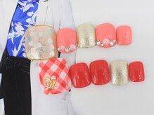 ネイルサロンセレーネ(Selene)/フットネイル☆レッド＆ピンク