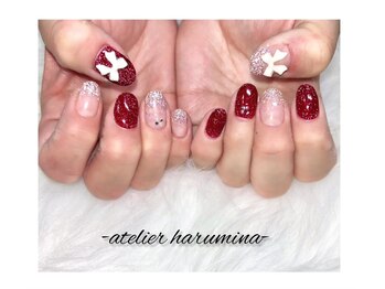 アトリエハルミナ バイ バラ 三島店(atelierharumina by valla)/ラメグラ/リボンネイル