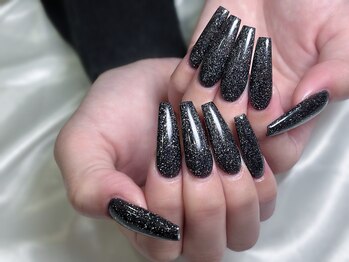 ケー 渋谷店(K)/【スカルプ】黒フラッシュラメ☆