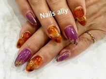 ネイルズアリー 立川店(Nails ally)/べっこうニュアンス×パープル