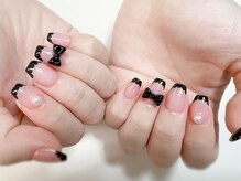 アリサネイル(ALISA NAIL)/黒リボンフレンチ