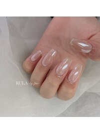 艶々ホワイトミラーネイル＊*