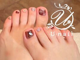 ブラウンニュアンスフットネイル