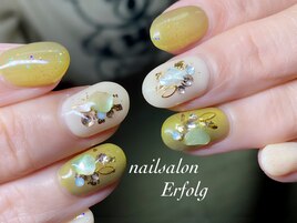 グリーンを使ったニュアンスnail