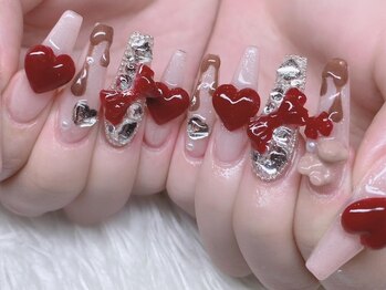 バレンタインネイル　スカルプ