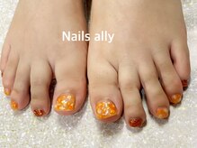 ネイルズアリー 立川店(Nails ally)/サマーオレンジ×シェル