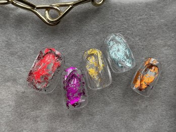 つめノさき/レインボーホイルネイル