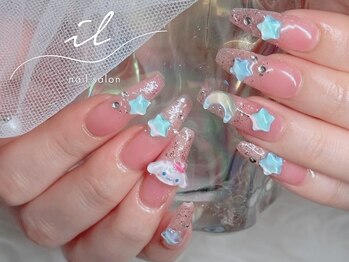 イル 神戸店/星ネイル×ラメグラデーション