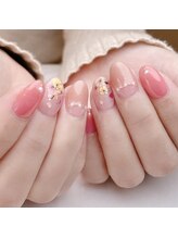 ピオニーネイル(peony nail)/ドライフラワー　逆フレンチ