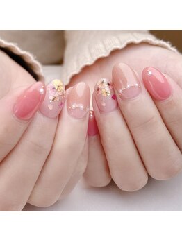 ピオニーネイル(peony nail)/ドライフラワー　逆フレンチ