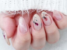 ソウ 難波店 nail salon Sou/ニュアンス手描きフラワーnail