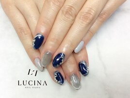 C-42 ネイビーお呼ばれネイル