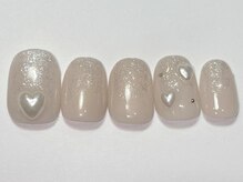 ネイルメゾン 渋谷店(NAIL MAISON)/シンプルベージュハート￥5500