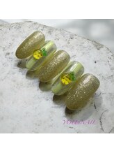 ユウネイル(YOU由NAIL)/ぷっくりフルーツ×ラメネイル