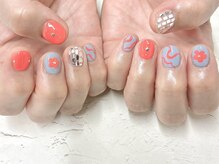 ブルーグレー×ネオンレッド