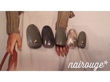 ネイル―ジュ 札幌大通店(nairouge*)/くすみ☆カーキマーブルネイル♪