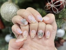 エンジェルガーデンネイル 池袋店(Angelgarden nail)/ミラーオーロラ ピンクリボン