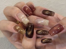 秋色マグネットネイル8800円