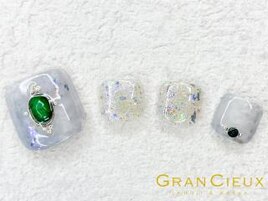 くすみブルー ストーンネイル