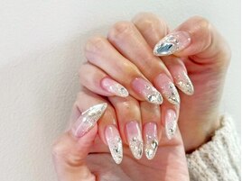 ラメグラ/ビジュー盛り/ロング