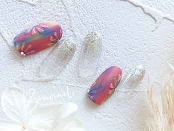 ボネール(nail ＆ eyelash Bounail)/フラワー ラメ ニュアンス