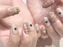 ブレスネイル(brace Nail)/くまちゃんチェックネイル