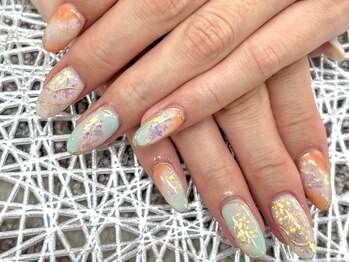 ディーネイル 池袋(D-nail)/〇大理石ターコイズネイル