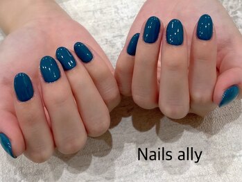 ネイルズアリー 立川店(Nails ally)/秋ネイル×ネイビー×シンプル