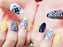 ボネール(nail ＆ eyelash Bounail)/手描 エスニック アシンメトリー