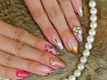 ソウ 難波店 nail salon Sou/左/ヒョウnail/右/べっ甲nail
