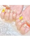 ひまわり　ぷっくりネイル