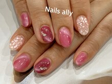 ネイルズアリー 立川店(Nails ally)/キャッツアイ×ピンク