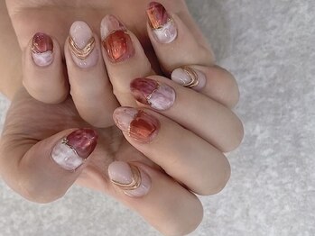 orange宝石石鹸nail