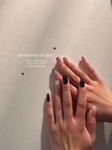 クリア(Clear)/アシンメトリー韓国ネイル♪