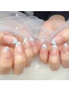 フレンチ、水色、キラキラ