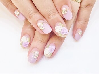 ネイルコレクション ベビーピンク(Baby Pink)/ジェル定額￥9990/３Ｄフラワー