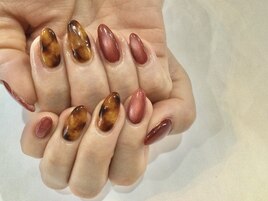 ☆べっ甲×ボルドーマグ秋Nail☆